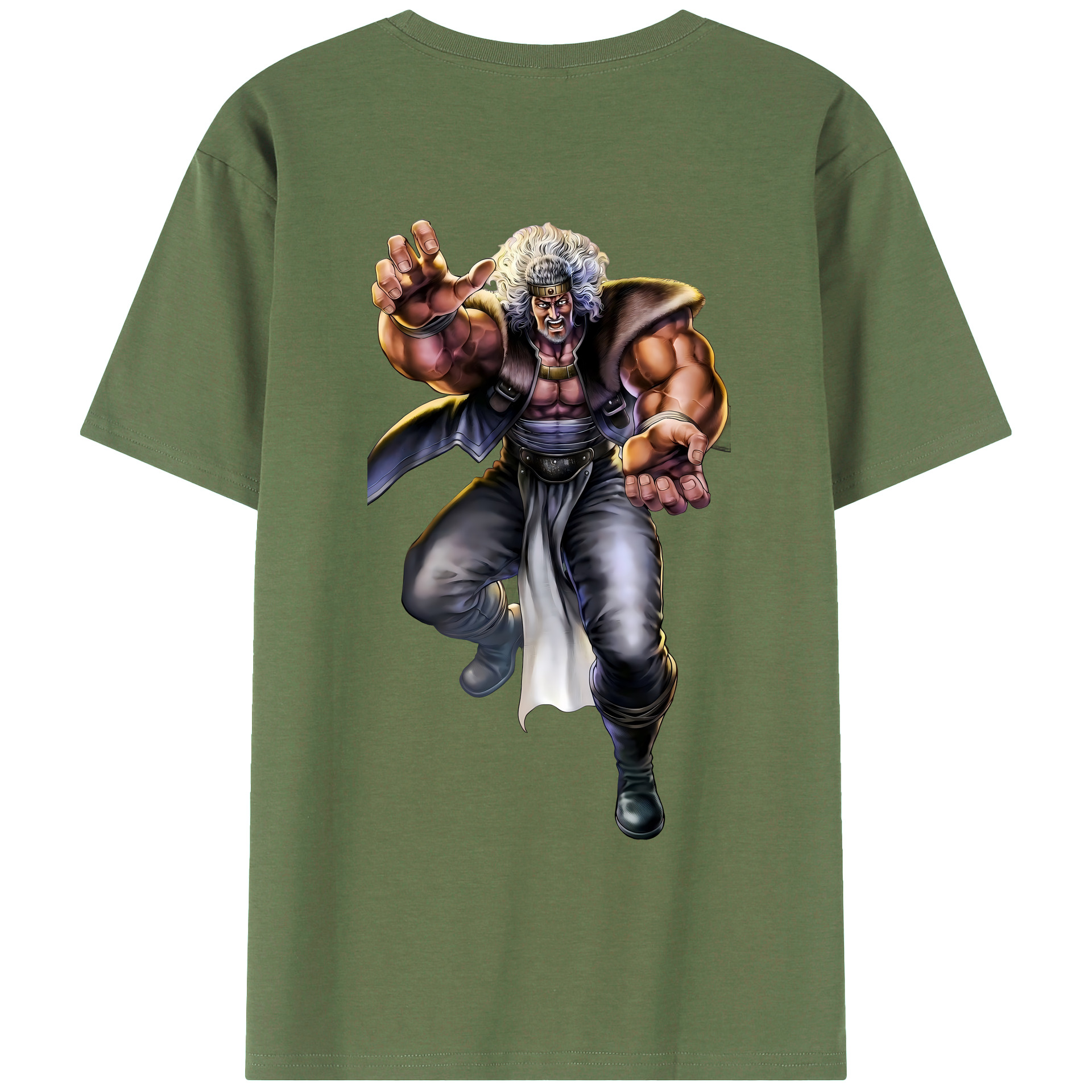 （画像用） 北斗の拳 Fist of the North Star 綿100％ メンズ半袖Tシャツ（バックプリント） 通気性
